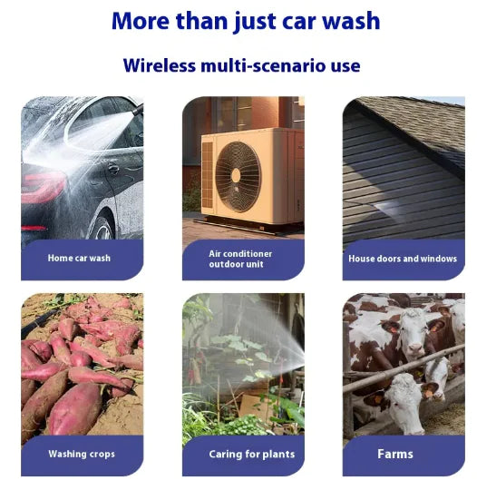 Wireless Car Wash Gun with 6-in-1 Nozzle 21V